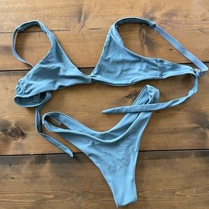 Blue high cut bikini